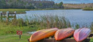 Florida eco-camping adventure. Kayaks in Colt Creek State Park.